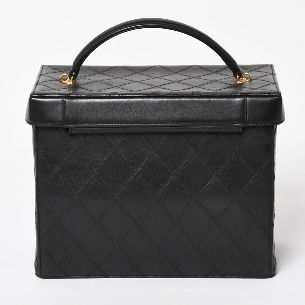 極美品 CHANEL シャネル ビコローレ バニティバッグ ハンドバッグ ココマーク 3番台 ラムスキン ブラック ゴールド金具 美品 中古 4a003892