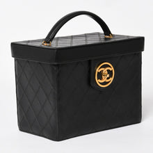 画像をギャラリービューアに読み込む, 極美品 CHANEL シャネル ビコローレ バニティバッグ ハンドバッグ ココマーク 3番台 ラムスキン ブラック ゴールド金具 美品 中古 4a003892