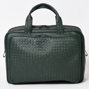 Very Good Condition BOTTEGAVENETA Bottega Veneta Leather Handbag Travel Bag V4658 Intrecciato Dark Green Used 4a003895