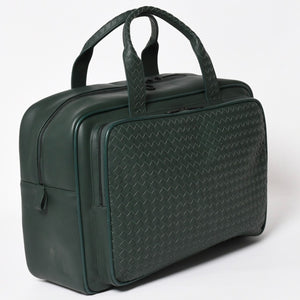Very Good Condition BOTTEGAVENETA Bottega Veneta Leather Handbag Travel Bag V4658 Intrecciato Dark Green Used 4a003895