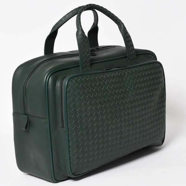 Very Good Condition BOTTEGAVENETA Bottega Veneta Leather Handbag Travel Bag V4658 Intrecciato Dark Green Used 4a003895
