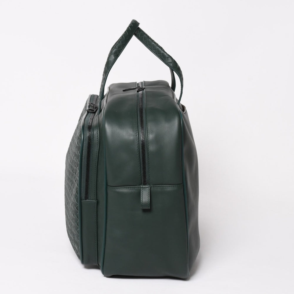極美品 BOTTEGAVENETA ボッテガヴェネタ レザーハンドバッグ 旅行バッグ V4658 イントレチャート ダークグリーン 中古 4a003895