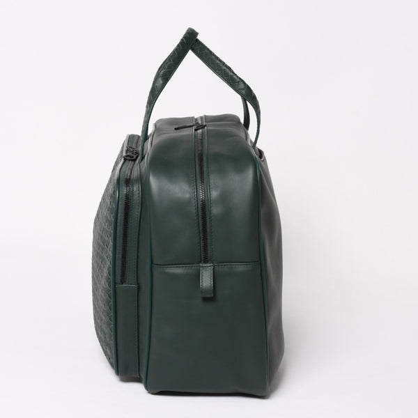 Very Good Condition BOTTEGAVENETA Bottega Veneta Leather Handbag Travel Bag V4658 Intrecciato Dark Green Used 4a003895