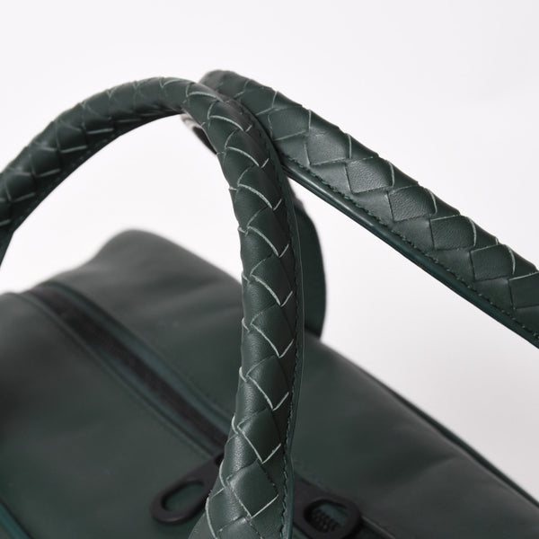 Very Good Condition BOTTEGAVENETA Bottega Veneta Leather Handbag Travel Bag V4658 Intrecciato Dark Green Used 4a003895
