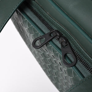 Very Good Condition BOTTEGAVENETA Bottega Veneta Leather Handbag Travel Bag V4658 Intrecciato Dark Green Used 4a003895