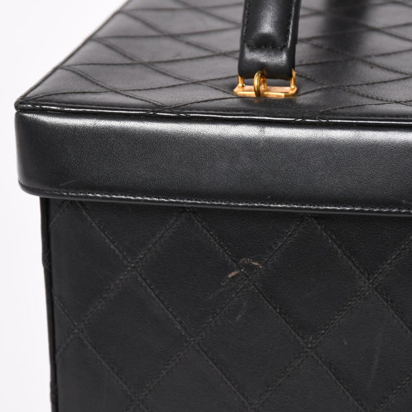 Very Good Condition CHANEL Bicolore Vanity Bag Handbag Coco Mark No. 3 Lambskin Black Gold Hardware Good Condition Used 4a003892