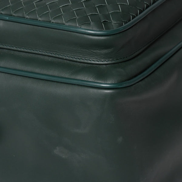 Very Good Condition BOTTEGAVENETA Bottega Veneta Leather Handbag Travel Bag V4658 Intrecciato Dark Green Used 4a003895
