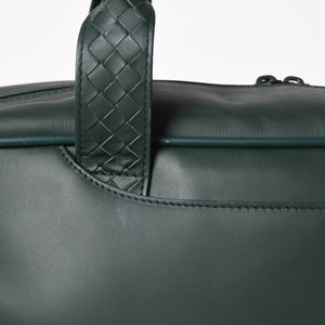 Very Good Condition BOTTEGAVENETA Bottega Veneta Leather Handbag Travel Bag V4658 Intrecciato Dark Green Used 4a003895