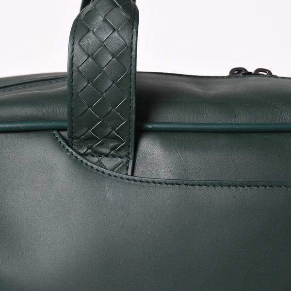 Very Good Condition BOTTEGAVENETA Bottega Veneta Leather Handbag Travel Bag V4658 Intrecciato Dark Green Used 4a003895