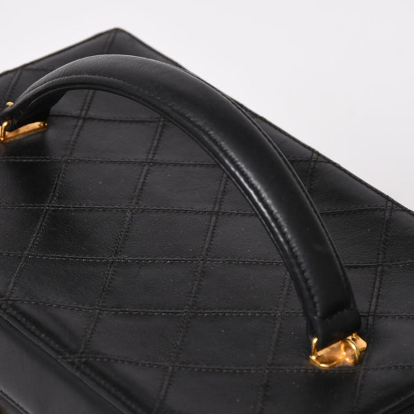 Very Good Condition CHANEL Bicolore Vanity Bag Handbag Coco Mark No. 3 Lambskin Black Gold Hardware Good Condition Used 4a003892