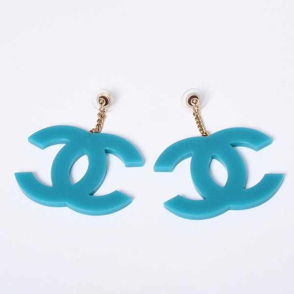 新品未使用品 CHANEL シャネル ココマーク ピアス 01A ジャンボ CC ヴィンテージ グリーン 中古 4c003776