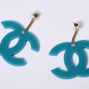 新品未使用品 CHANEL シャネル ココマーク ピアス 01A ジャンボ CC ヴィンテージ グリーン 中古 4c003776