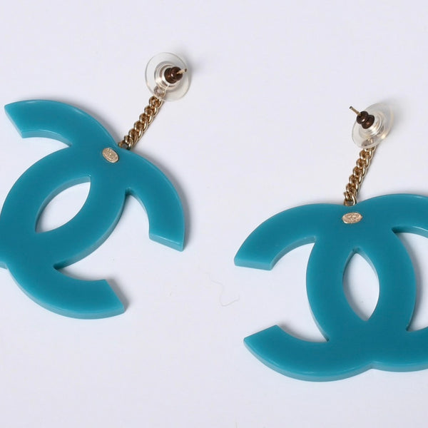 新品未使用品 CHANEL シャネル ココマーク ピアス 01A ジャンボ CC ヴィンテージ グリーン 中古 4c003776