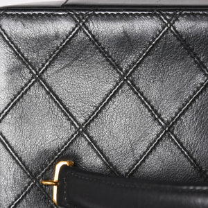 Very Good Condition CHANEL Bicolore Vanity Bag Handbag Coco Mark No. 3 Lambskin Black Gold Hardware Good Condition Used 4a003892
