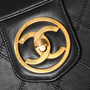 Very Good Condition CHANEL Bicolore Vanity Bag Handbag Coco Mark No. 3 Lambskin Black Gold Hardware Good Condition Used 4a003892