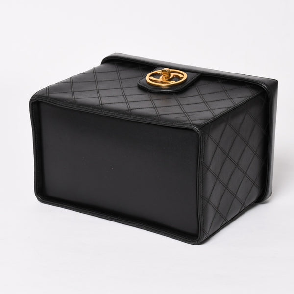 Very Good Condition CHANEL Bicolore Vanity Bag Handbag Coco Mark No. 3 Lambskin Black Gold Hardware Good Condition Used 4a003892