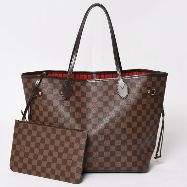 Very good condition LOUIS VUITTON Damier Neverfull MM tote bag N51105 PVC leather brown gold hardware used 4a003894