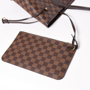 Very good condition LOUIS VUITTON Damier Neverfull MM tote bag N51105 PVC leather brown gold hardware used 4a003894