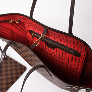 Very good condition LOUIS VUITTON Damier Neverfull MM tote bag N51105 PVC leather brown gold hardware used 4a003894