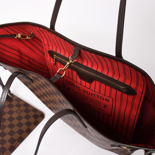 Very good condition LOUIS VUITTON Damier Neverfull MM tote bag N51105 PVC leather brown gold hardware used 4a003894