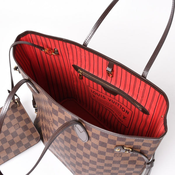 Very good condition LOUIS VUITTON Damier Neverfull MM tote bag N51105 PVC leather brown gold hardware used 4a003894