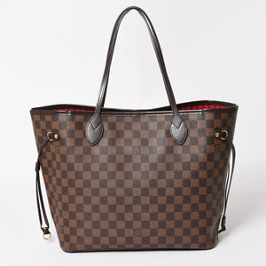 Very good condition LOUIS VUITTON Damier Neverfull MM tote bag N51105 PVC leather brown gold hardware used 4a003894