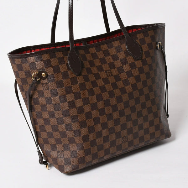 Very good condition LOUIS VUITTON Damier Neverfull MM tote bag N51105 PVC leather brown gold hardware used 4a003894