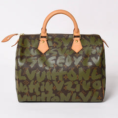 Very good condition LOUIS VUITTON Handbag Speedy 30 Monogram Graffiti Khaki M92194 Gold hardware Used 4a003977