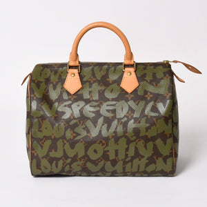 Very good condition LOUIS VUITTON Handbag Speedy 30 Monogram Graffiti Khaki M92194 Gold hardware Used 4a003977