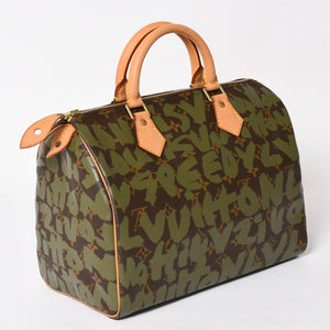 Very good condition LOUIS VUITTON Handbag Speedy 30 Monogram Graffiti Khaki M92194 Gold hardware Used 4a003977
