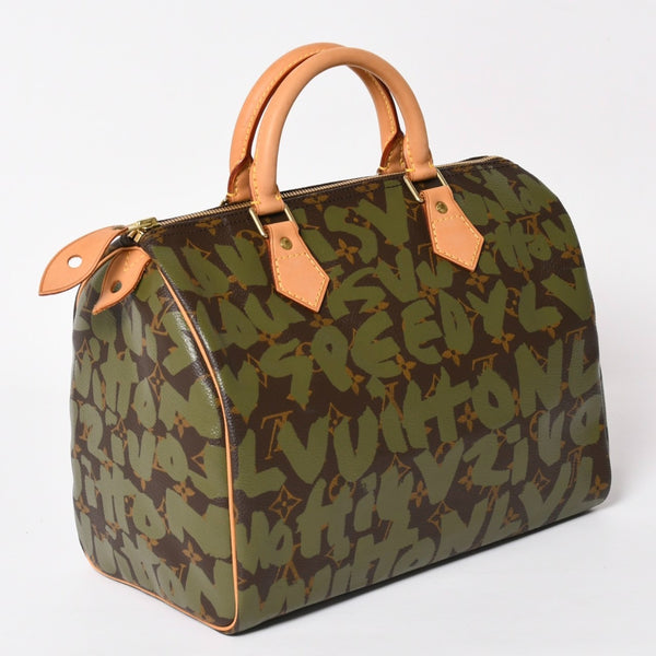 Very good condition LOUIS VUITTON Handbag Speedy 30 Monogram Graffiti Khaki M92194 Gold hardware Used 4a003977