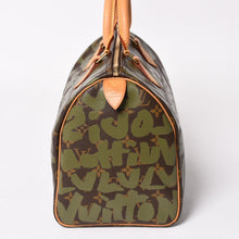 画像をギャラリービューアに読み込む, 極美品 LOUIS VUITTON ルイヴィトン ハンドバッグ スピーディ30 モノグラムグラフィティ カーキ M92194 ゴールド金具 中古 4a003977