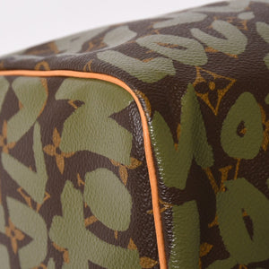 Very good condition LOUIS VUITTON Handbag Speedy 30 Monogram Graffiti Khaki M92194 Gold hardware Used 4a003977