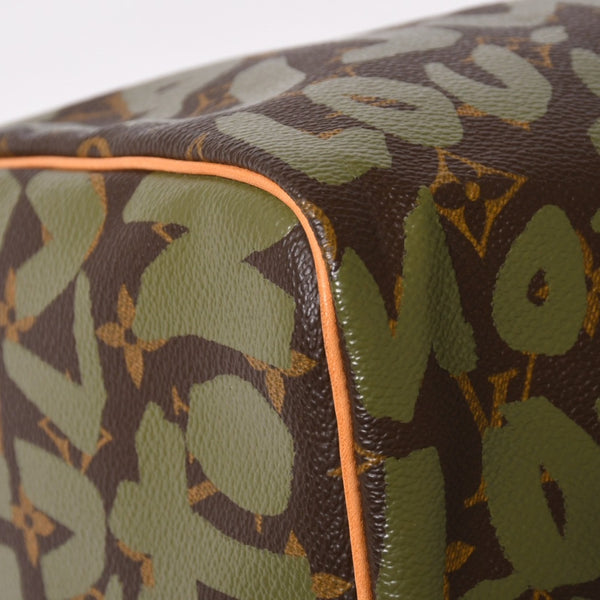 Very good condition LOUIS VUITTON Handbag Speedy 30 Monogram Graffiti Khaki M92194 Gold hardware Used 4a003977