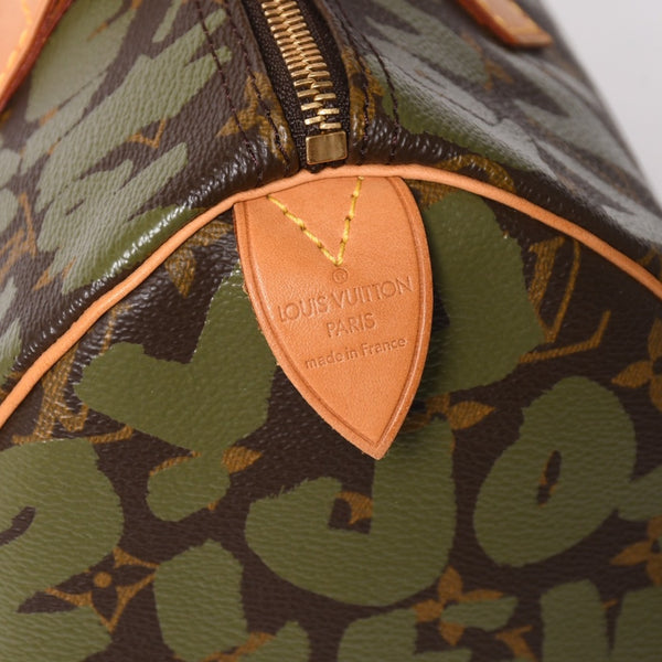 Very good condition LOUIS VUITTON Handbag Speedy 30 Monogram Graffiti Khaki M92194 Gold hardware Used 4a003977