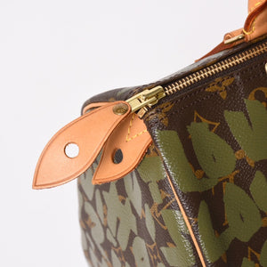 Very good condition LOUIS VUITTON Handbag Speedy 30 Monogram Graffiti Khaki M92194 Gold hardware Used 4a003977