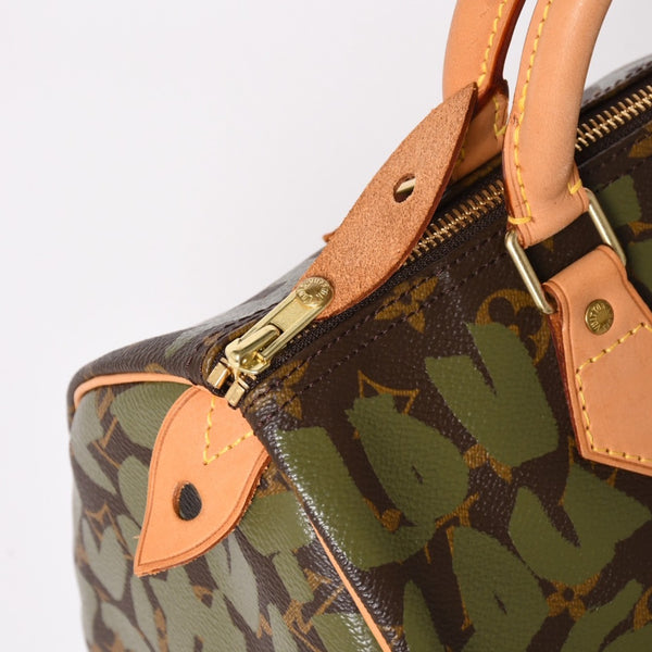 Very good condition LOUIS VUITTON Handbag Speedy 30 Monogram Graffiti Khaki M92194 Gold hardware Used 4a003977