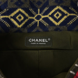 Very Good Condition CHANEL Shoulder Bag Shoulder Bag Coco Mark Nordic Pattern W Chain No. 21 Silver Hardware Green Used 4a003837