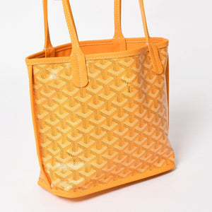 新品同様 GOYARD ゴヤールアンジェ ミニ トートバッグ イエロー ハンドバッグ カーフレザー ゴヤールディンキャンバス 中古 4a003908