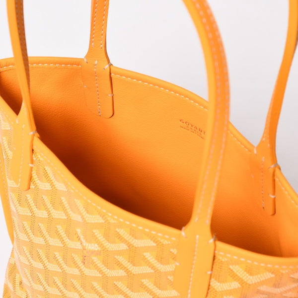 新品同様 GOYARD ゴヤールアンジェ ミニ トートバッグ イエロー ハンドバッグ カーフレザー ゴヤールディンキャンバス 中古 4a003908