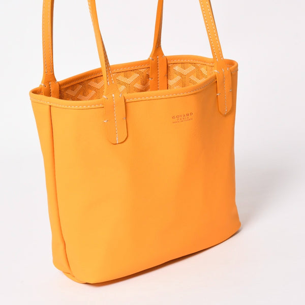 新品同様 GOYARD ゴヤールアンジェ ミニ トートバッグ イエロー ハンドバッグ カーフレザー ゴヤールディンキャンバス 中古 4a003908