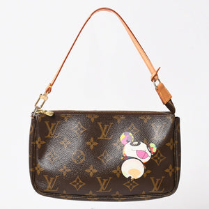 極美品 LOUIS VUITTON ルイヴィトン モノグラム パンダ ポシェット アクセソワール ハンドバッグ M51981 村上隆 ミニバッグ ブラウン 中古 4a003909
