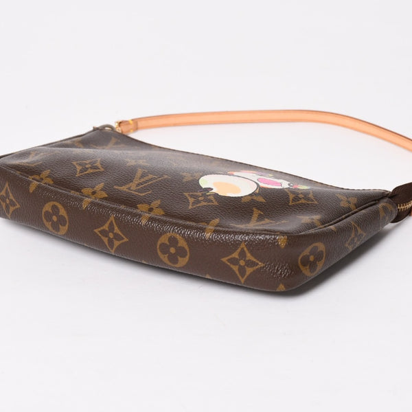 極美品 LOUIS VUITTON ルイヴィトン モノグラム パンダ ポシェット アクセソワール ハンドバッグ M51981 村上隆 ミニバッグ ブラウン 中古 4a003909