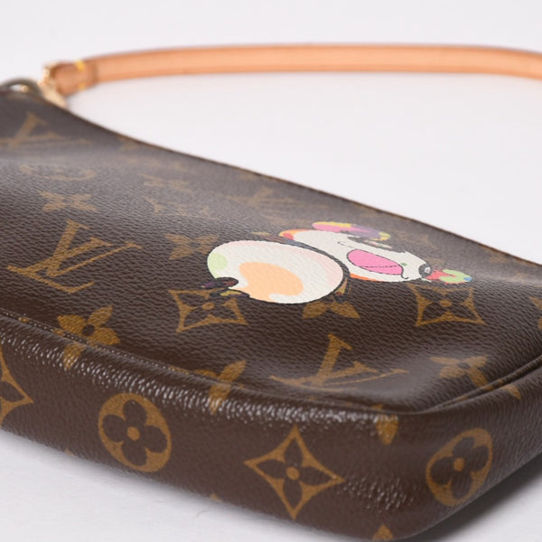 極美品 LOUIS VUITTON ルイヴィトン モノグラム パンダ ポシェット アクセソワール ハンドバッグ M51981 村上隆 ミニバッグ ブラウン 中古 4a003909