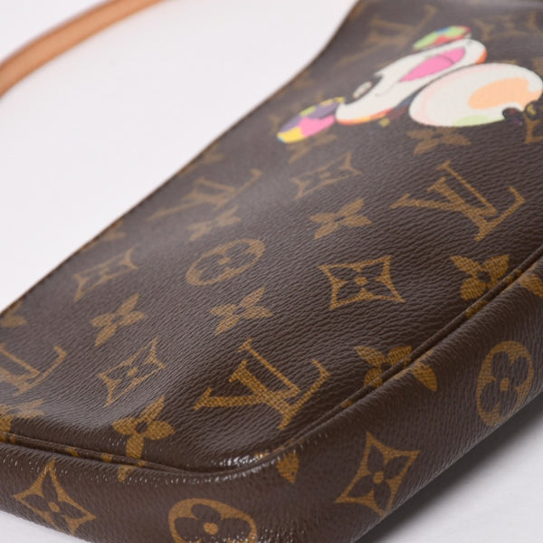 極美品 LOUIS VUITTON ルイヴィトン モノグラム パンダ ポシェット アクセソワール ハンドバッグ M51981 村上隆 ミニバッグ ブラウン 中古 4a003909