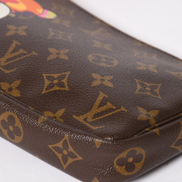 極美品 LOUIS VUITTON ルイヴィトン モノグラム パンダ ポシェット アクセソワール ハンドバッグ M51981 村上隆 ミニバッグ ブラウン 中古 4a003909