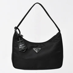 Like new product PRADA Hobo Handbag MV515 Triangle Logo Triangle Logo Plate Nylon Black Used 4a003875