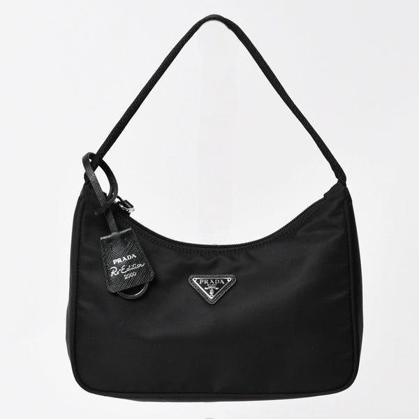 Like new product PRADA Hobo Handbag MV515 Triangle Logo Triangle Logo Plate Nylon Black Used 4a003875