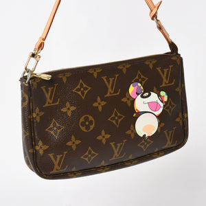 極美品 LOUIS VUITTON ルイヴィトン モノグラム パンダ ポシェット アクセソワール ハンドバッグ M51981 村上隆 ミニバッグ ブラウン 中古 4a003909
