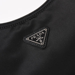 Like new product PRADA Hobo Handbag MV515 Triangle Logo Triangle Logo Plate Nylon Black Used 4a003875